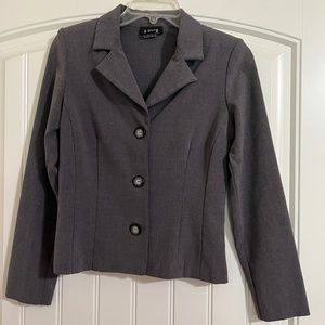 Gray jacket and skirt suit